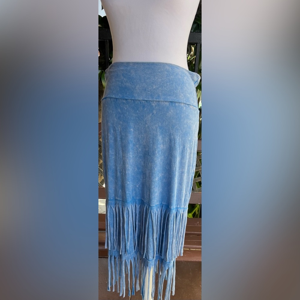 Blue Buttercup Fringe Skirt Mineral Wash View 6